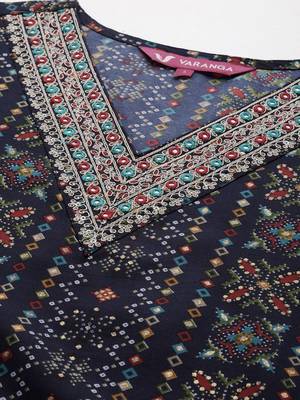 Women Ethnic Motifs Printed Regular Thread Work Kurta with Trousers & With Dupatta 2