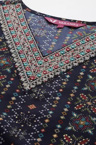 Women Ethnic Motifs Printed Regular Thread Work Kurta with Trousers & With Dupatta