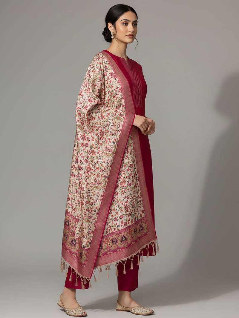 Women Ethnic Motifs Regular Kurta with Trousers & With Dupatta