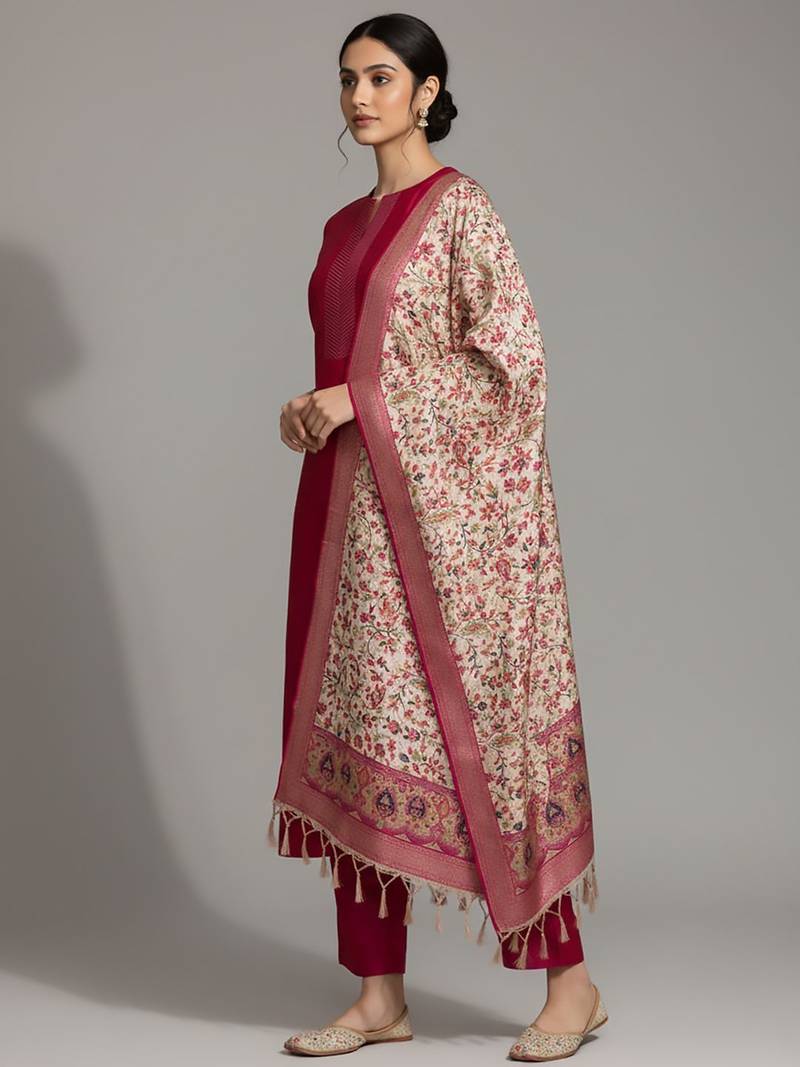 Women Ethnic Motifs Regular Kurta with Trousers & With Dupatta