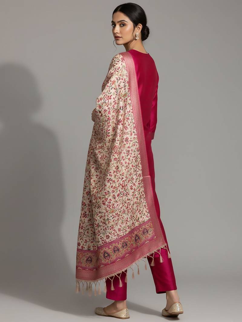 Women Ethnic Motifs Regular Kurta with Trousers & With Dupatta