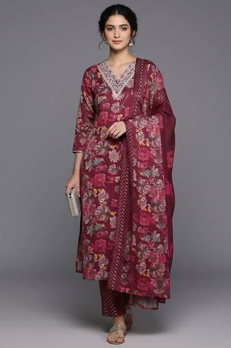 Women Floral Printed Regular Kurta with Trousers & With Dupatta