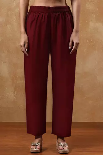 Paisley Printed Mandarin Collar Straight Kurta With Trousers