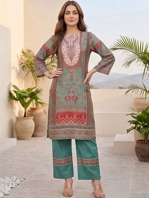 Women Ethnic Motifs Printed Regular Chanderi Silk Kurta with Palazzos 1