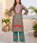 Women Ethnic Motifs Printed Regular Chanderi Silk Kurta with Palazzos