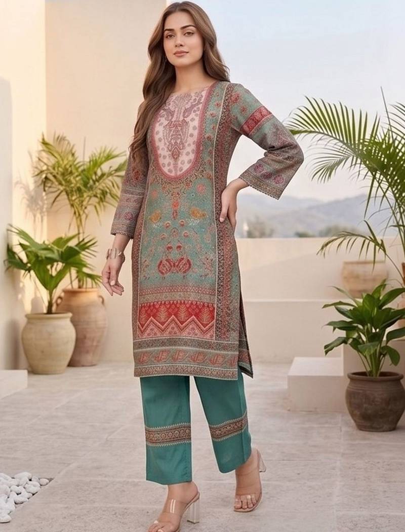Women Ethnic Motifs Printed Regular Chanderi Silk Kurta with Palazzos