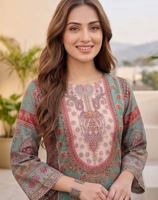 Women Ethnic Motifs Printed Regular Chanderi Silk Kurta with Palazzos 5
