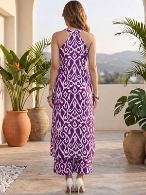 Women Ethnic Motifs Printed Regular Pure Cotton Kurta with Trousers 4