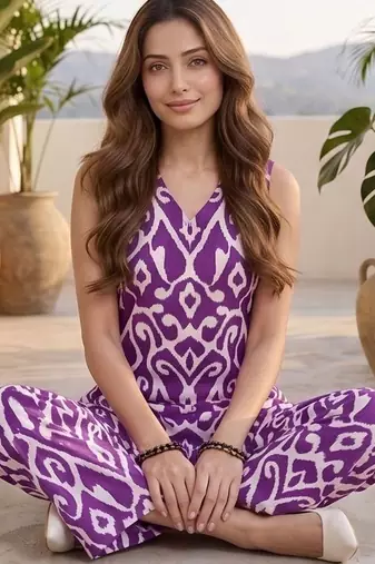 Women Ethnic Motifs Printed Regular Pure Cotton Kurta with Trousers