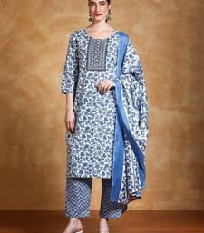 Women Floral Yoke Design Kurta with Trousers & Dupatta