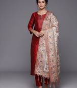 Women Ethnic Motifs Regular Thread Work Kurta with Trousers & With Dupatta