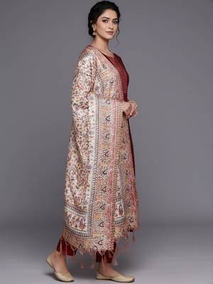 Women Ethnic Motifs Regular Thread Work Kurta with Trousers & With Dupatta 3