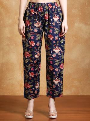 Floral Printed Thread Work Straight Kurta With Trousers & Dupatta 7
