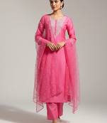 Women Yoke Design Regular Sequinned Chanderi Silk Kurta with Trousers & With Dupatta