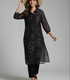 Women Floral Printed Regular Chanderi Silk Kurta with Trousers