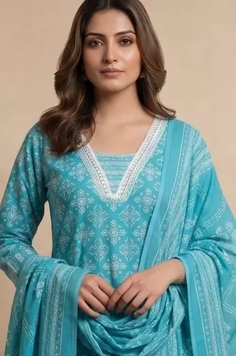 Women Ethnic Motifs Printed Regular Kurta with Trousers & With Dupatta