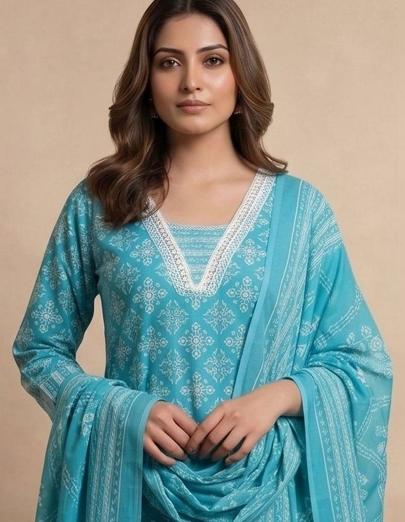 Women Ethnic Motifs Printed Regular Kurta with Trousers & With Dupatta
