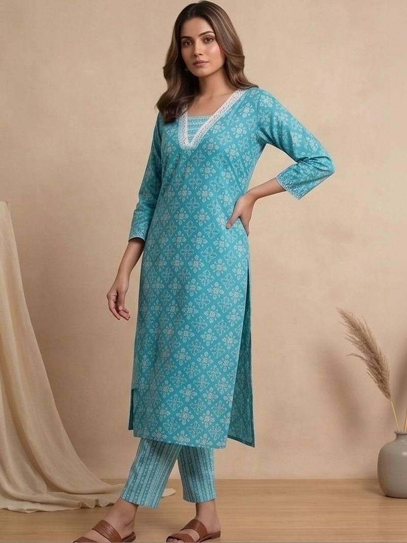 Women Ethnic Motifs Printed Regular Kurta with Trousers & With Dupatta