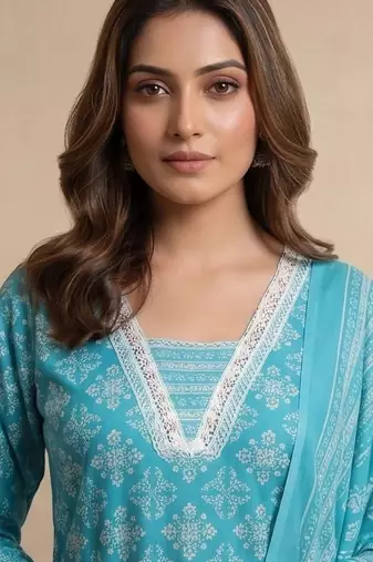 Women Ethnic Motifs Printed Regular Kurta with Trousers & With Dupatta