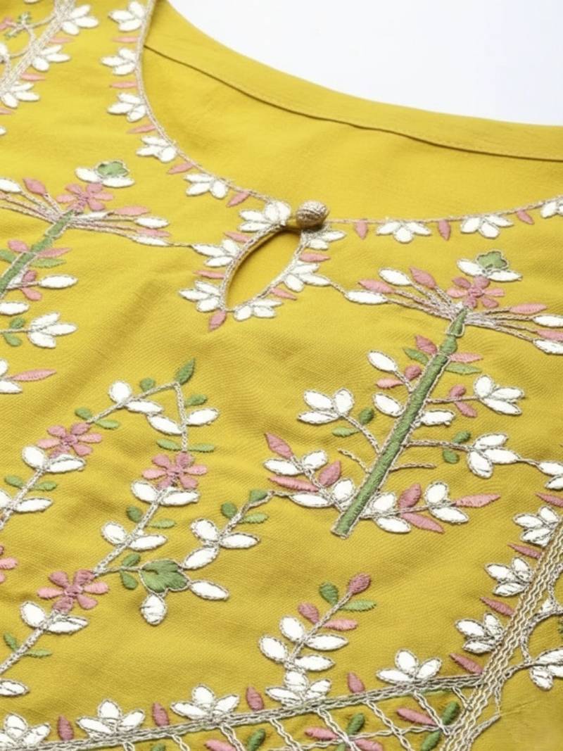 Women Ethnic Motifs Embroidered Regular Thread Work Kurta with Trousers & With Dupatta