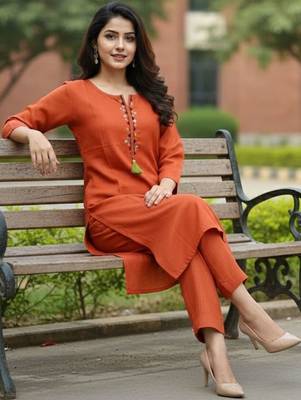Women Ethnic Motifs Embroidered Regular Thread Work Kurta with Trousers 5
