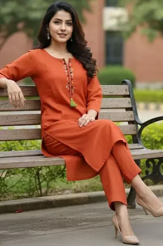 Women Ethnic Motifs Embroidered Regular Thread Work Kurta with Trousers