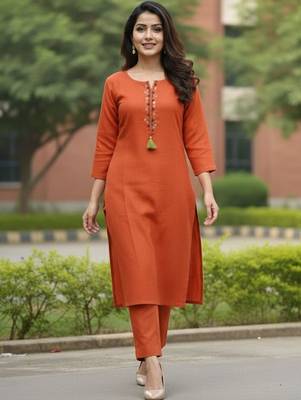 Women Ethnic Motifs Embroidered Regular Thread Work Kurta with Trousers 6