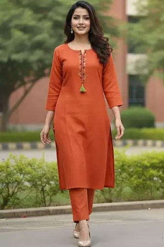 Women Ethnic Motifs Embroidered Regular Thread Work Kurta with Trousers
