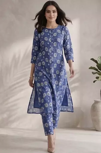 Women Floral Printed Regular Kurta with Trousers