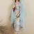 Floral Embroidered Round Neck Thread Work Kurta with Trousers & With Dupatta