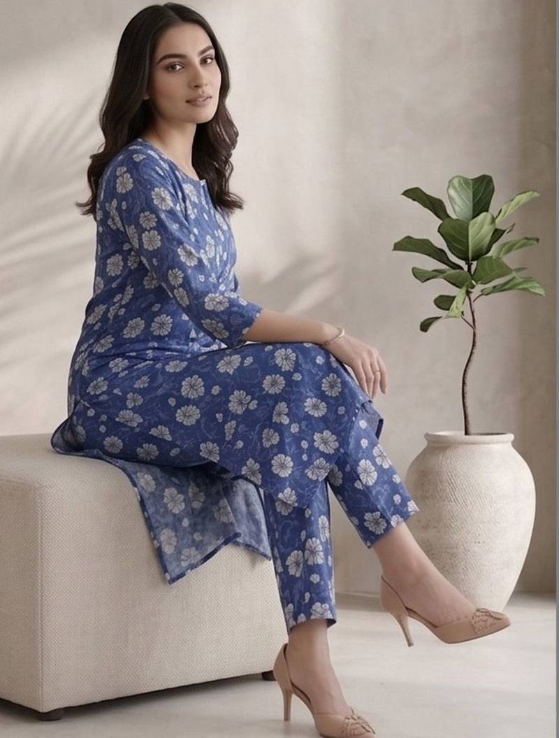 Women Floral Printed Regular Kurta with Trousers
