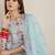 Floral Embroidered Round Neck Thread Work Kurta with Trousers & With Dupatta