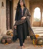 Women Ethnic Motifs Regular Phulkari Pure Cotton Kurta with Trousers & With Dupatta