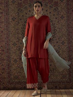 Straight Sequinned Kurta With Patiala & Dupatta 2