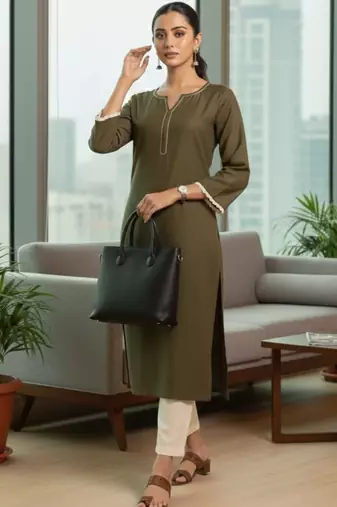 Women Regular Thread Work Kurta with Trousers