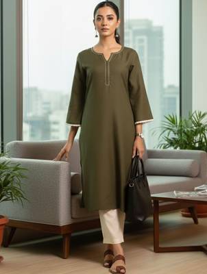 Women Regular Thread Work Kurta with Trousers 5