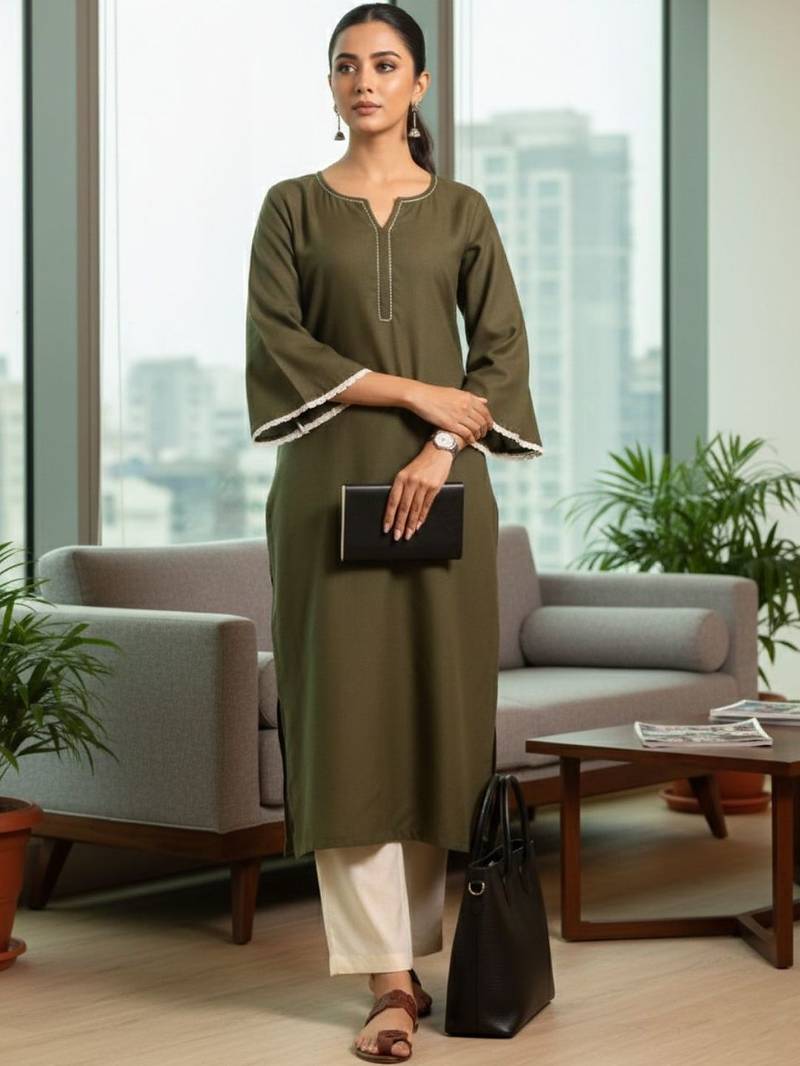 Women Regular Thread Work Kurta with Trousers