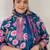 Plus Size Blue Printed Straight Kurta Trousers With Dupatta Set