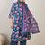 Plus Size Blue Printed Straight Kurta Trousers With Dupatta Set