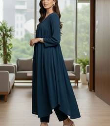 Women Empire Silk Crepe Kurta with Trousers