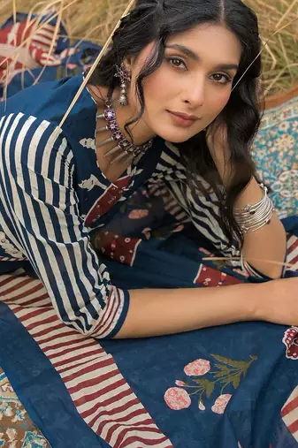 Women Ethnic Motifs Printed Regular Mirror Work Pure Cotton Kurta with Trousers & With Dupatta