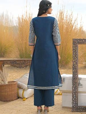 Women Ethnic Motifs Printed Regular Mirror Work Pure Cotton Kurta with Trousers & With Dupatta 7