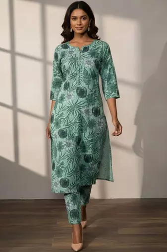 Women Floral Printed Regular Kurta with Trousers