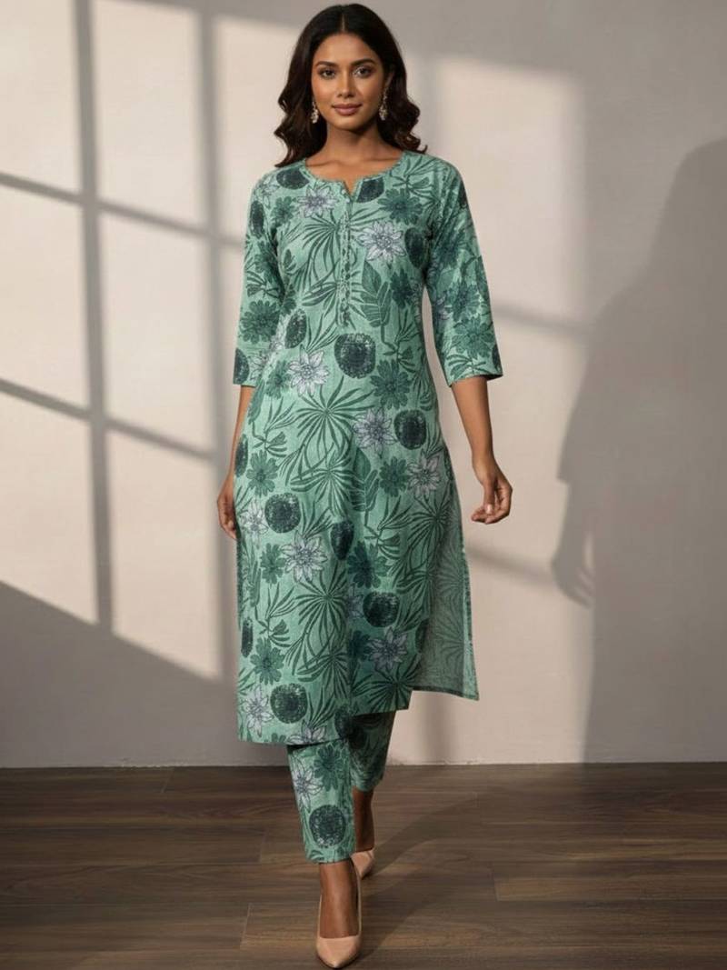Women Floral Printed Regular Kurta with Trousers