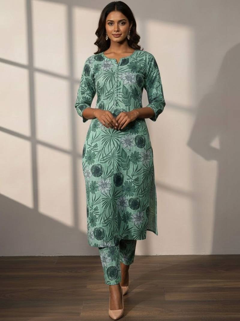 Women Floral Printed Regular Kurta with Trousers