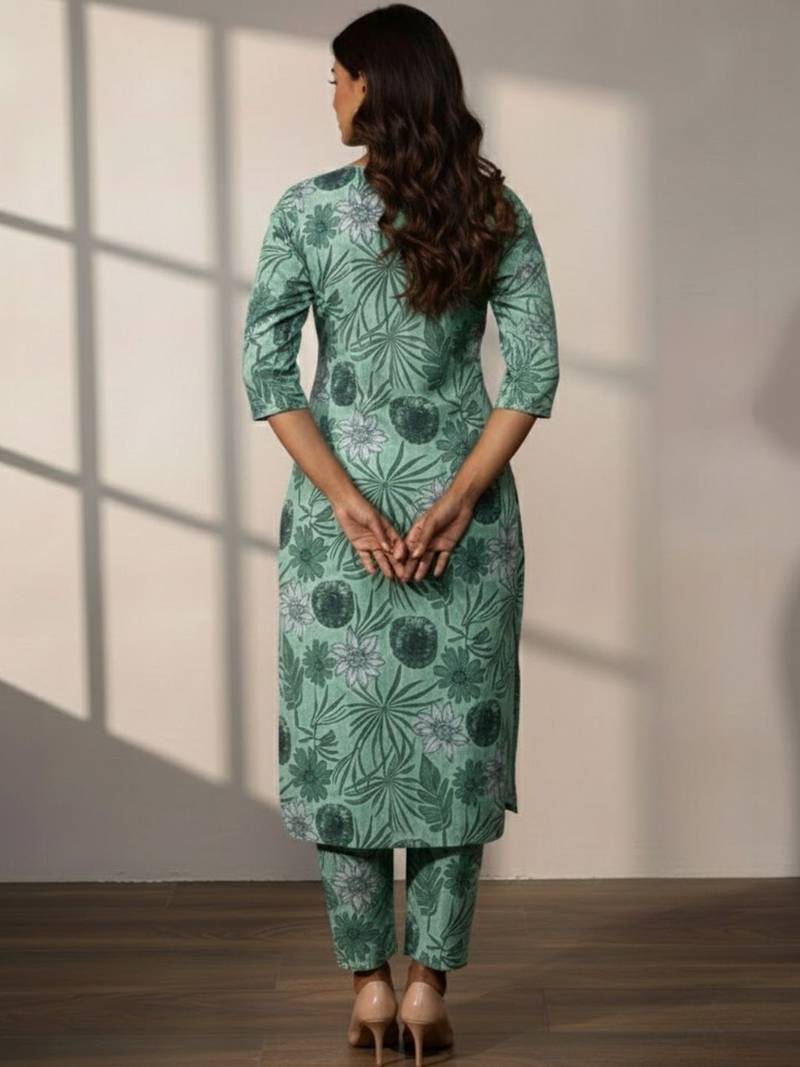 Women Floral Printed Regular Kurta with Trousers