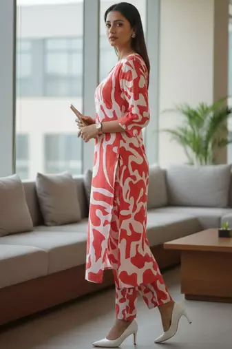 Women Printed Regular Kurta with Trousers