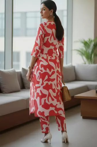 Women Printed Regular Kurta with Trousers