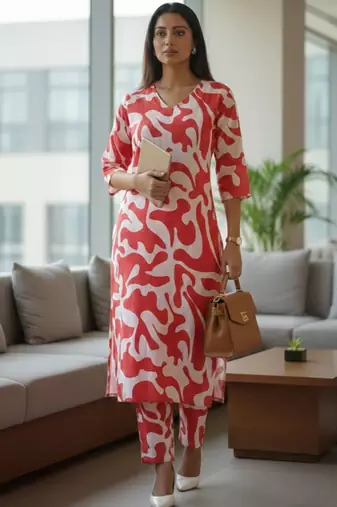 Women Printed Regular Kurta with Trousers