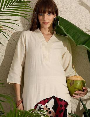 Animal Embroidered Thread Work Pure Cotton Kurta with Palazzos 2